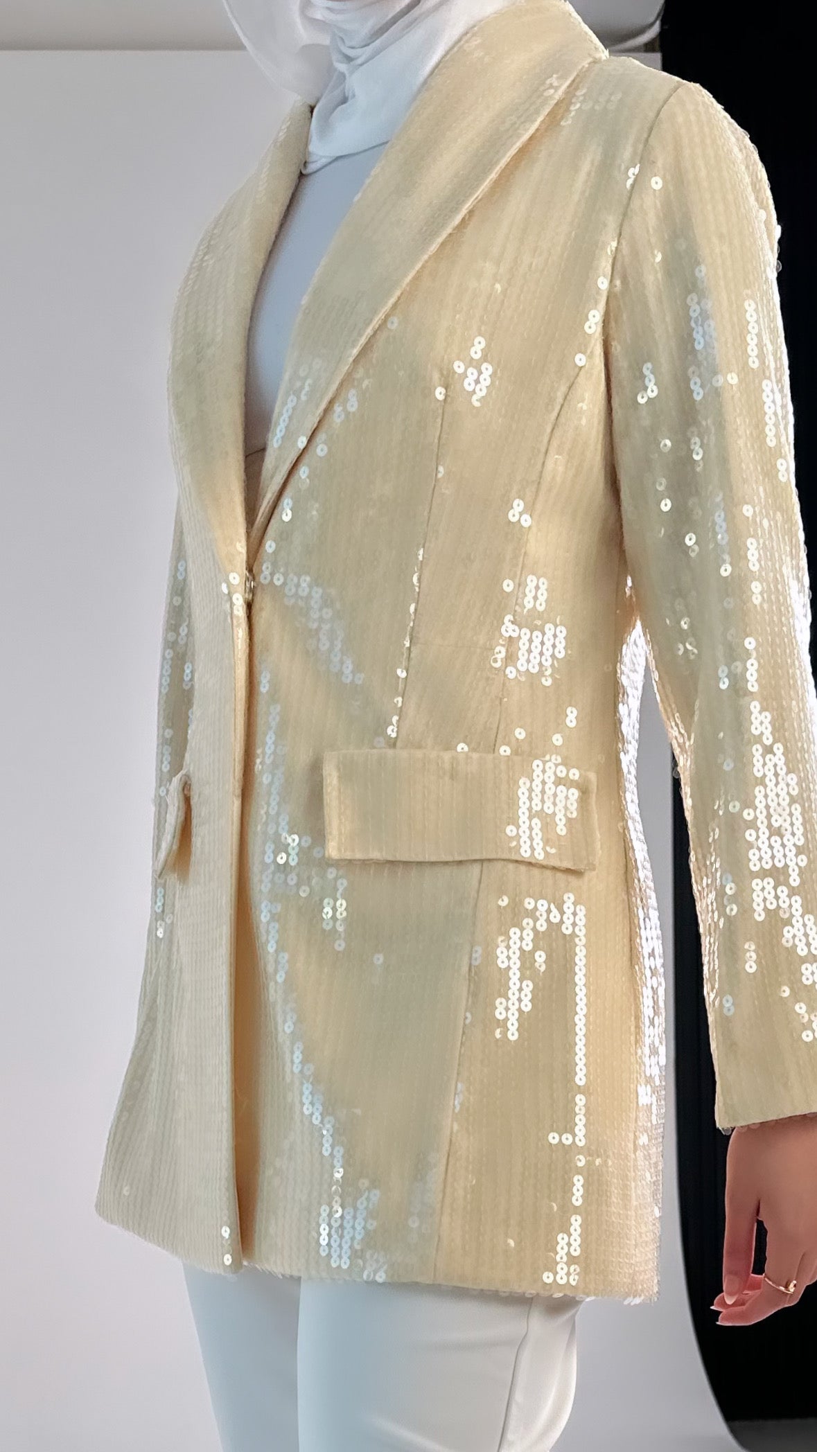 Cream Sequin Blazer