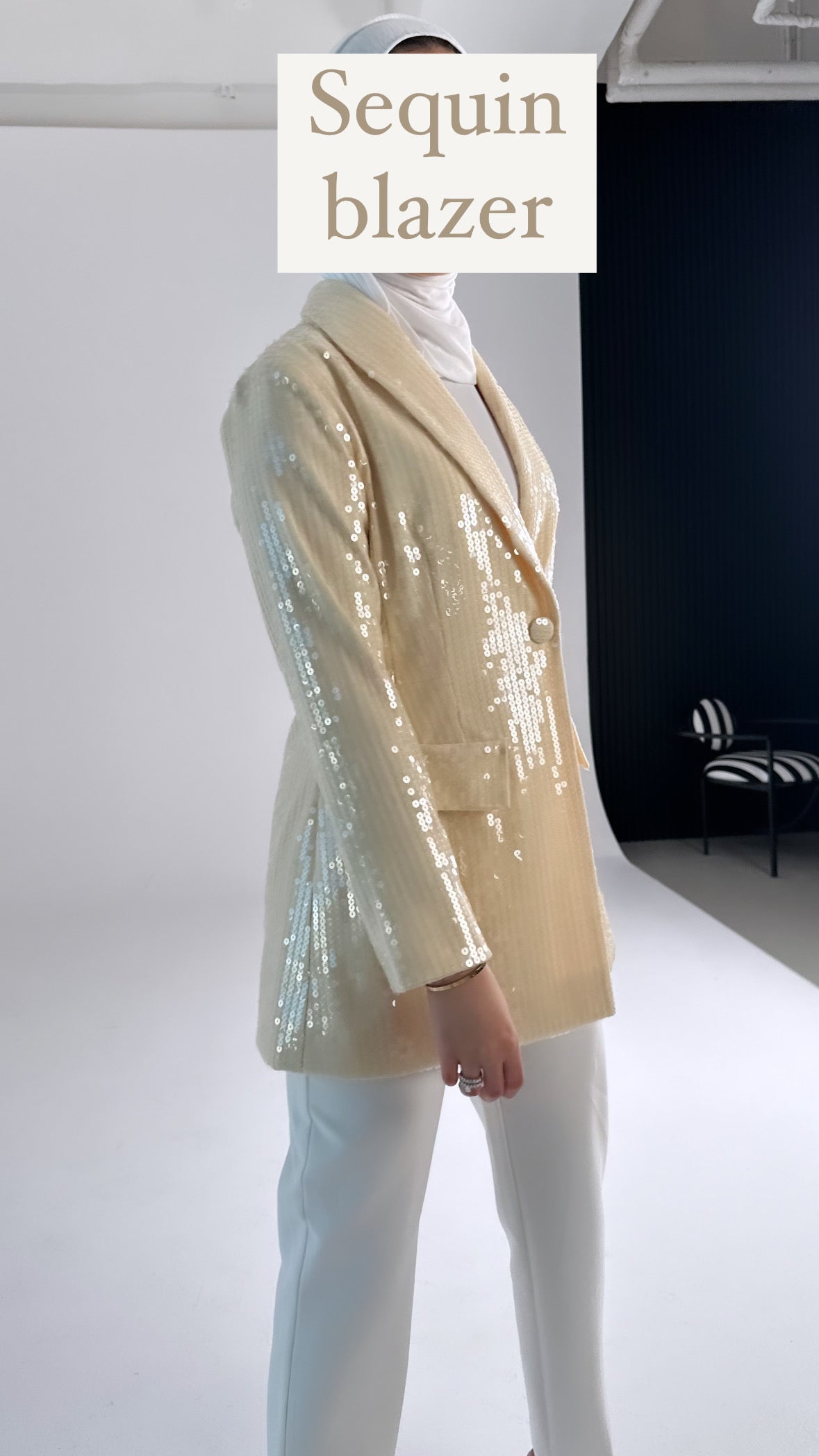 Cream Sequin Blazer