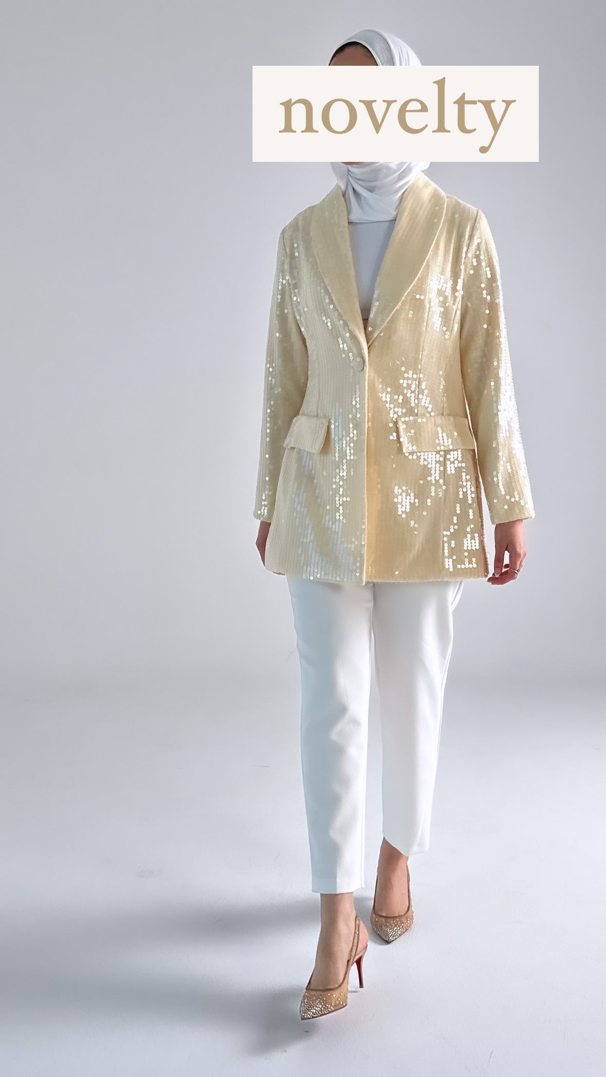 Cream Sequin Blazer