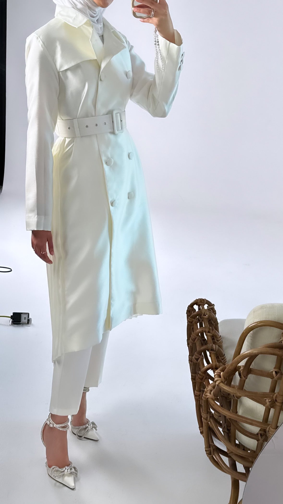 Off-white half pleated jacket