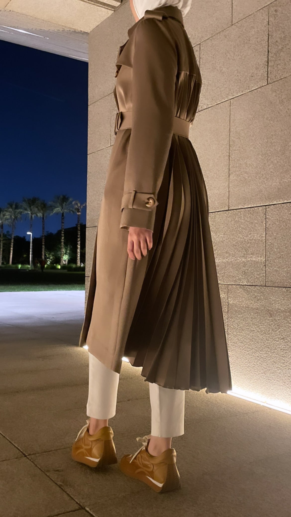 Pleated trench coat